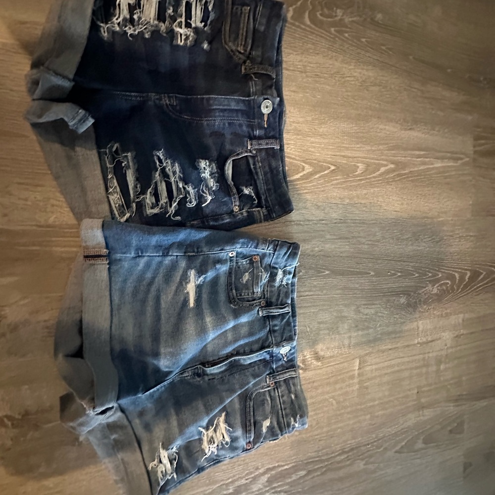 American Eagle Outfitters Blue Distressed Jean Shorts